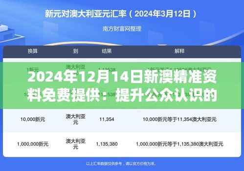 2024年12月14日新澳精准资料免费提供:提升公众认识的重要资源