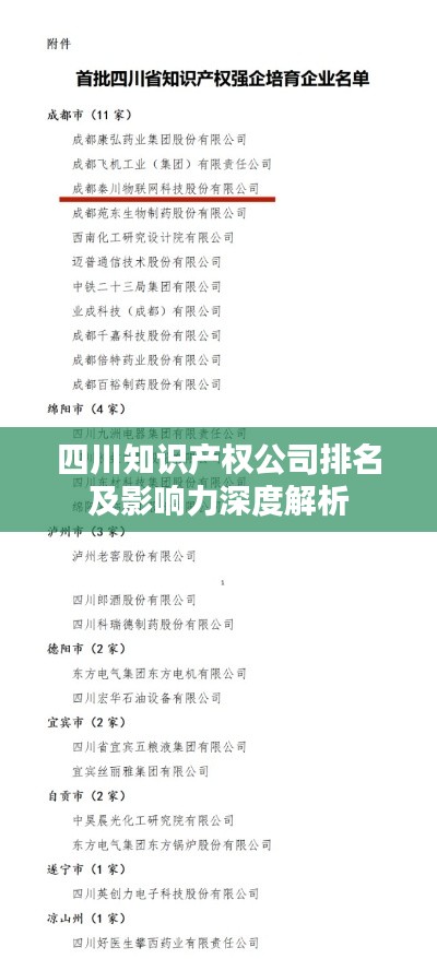 四川知识产权公司排名及影响力深度解析
