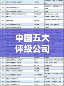 中国五大评级公司榜单揭晓,权威排名一网打尽